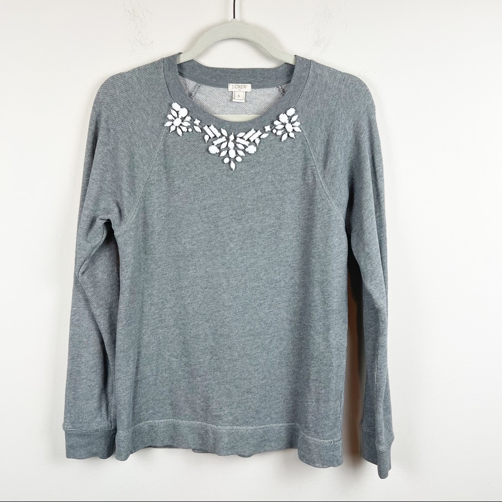 J.Crew‎ Jeweled Collar Gray Sweatshirt